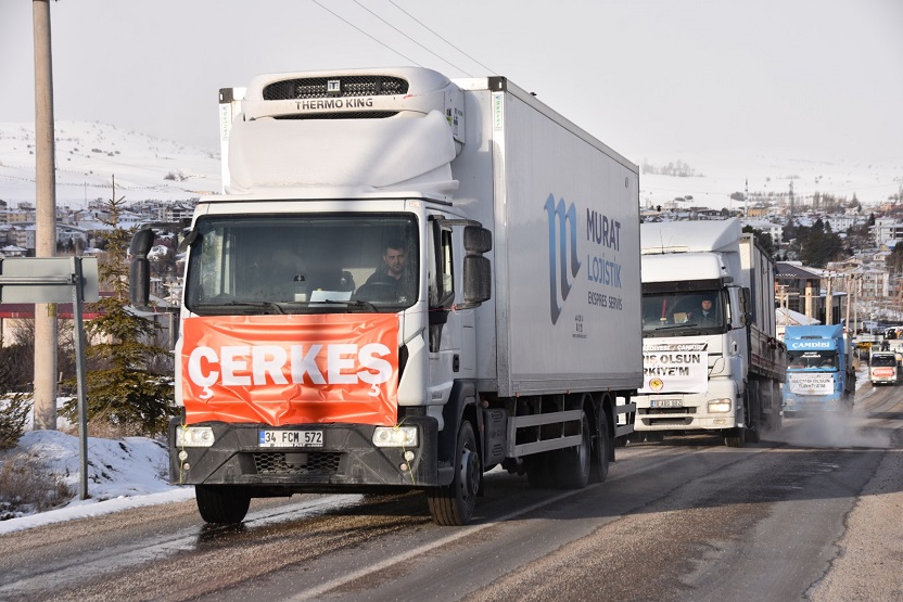 Erke Ten Deprem B Lgesine Tir Yard M Malzemesi G Nderildi